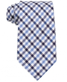 Gingham gets professional with this sharp tie from Tommy Hilfiger. Gingham gets professional with this sharp tie from Tommy Hilfiger.