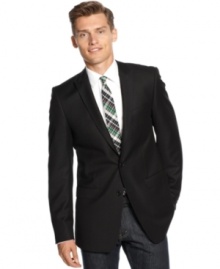 Shine up your daytime-to-dinner profile with this polished jacket from Calvin Klein. Shine up your daytime-to-dinner profile with this polished jacket from Calvin Klein.