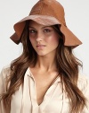 A soft, supple style with a wide floppy brim and stitched details. LambskinBrim, about 4Specialist dry cleanImported
