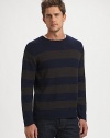 Sophisticated stripes and a textural wool blend elevate this crewneck pullover with everyday, wear-with-all style.Crewneck50% merino wool/25% camel hair/25% nylonHand washImported