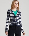 Revise your blazer collection with this striped Nanette Lepore jacket, boasting three front button closures and patch pockets with decorative button detail. Paired with black pants, the look is chic for the office and off hours.
