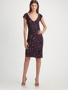 Allover beads and sequins add glamorous sparkle to this easy-to-wear sheath style.V neckline Cap sleeves Concealed back zip Fully lined About 22 from natural waist Nylon Dry clean ImportedModel shown is 5'10 (177cm) and wearing US size 4. Allover beads and sequins add glamorous sparkle to this easy-to-wear sheath style.V neckline Cap sleeves Concealed back zip Fully lined About 22 from natural waist Nylon Dry clean ImportedModel shown is 5'10 (177cm) and wearing US size 4.