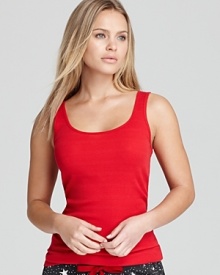 A hot-hued ribbed tank from PJ Salvage.