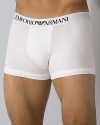 Emporio Armani stretch cotton boxer briefs. Enhanced slim fitting stretch cotton boxer briefs. Made in a soft comfortable Microfiber with logo waistband.