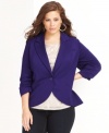 INC's plus size blazer gives any outfit the right amount of menswear-inspired style! Ruched sleeves add a feminine touch.