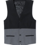 Look sharp. With a two-tone design, this vest from American Rag takes you firmly into a dapper territory.