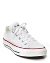 Converse low-top canvas sneakers have old-school charm. Comfortable classic lace-up style and rubber-covered toe.