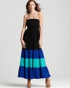 Aqua Dress - Color Block Tube Maxi Dress