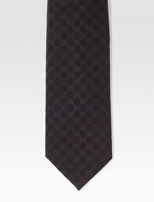 Interlocking signature design is handwoven in rich silk jacquard. About 3.1 wideSilkDry cleanMade in Italy Interlocking signature design is handwoven in rich silk jacquard. About 3.1 wideSilkDry cleanMade in Italy