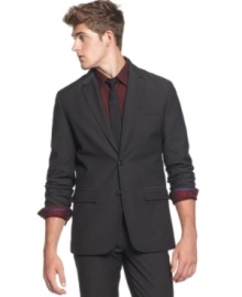 Blaze a trail. This striped sport coat from Kenneth Cole Reaction will bring you to previously undiscovered style. Blaze a trail. This striped sport coat from Kenneth Cole Reaction will bring you to previously undiscovered style.
