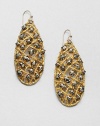 From the Elements Siyabona Collection. Faceted and smooth pyrite set in a stunning woven goldtone teardrop shape. Goldtone PyriteDrop, about 2.7514k gold filled French wire backMade in USA