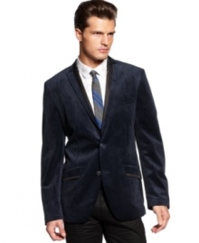 A truly dashing statement. Style your evening attire with this sleek tipped blazer from INC International Concepts. A truly dashing statement. Style your evening attire with this sleek tipped blazer from INC International Concepts.