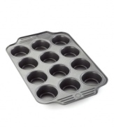 Don't stop at just a dozen – once you get going, you'll want to bake more tasty muffins to go around! The heavyweight pan is treated with a nonstick coating that resists scratching, and features oversized handles that provide the perfect grip. Limited lifetime warranty.