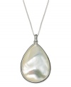 An exquisite drop of shimmer. This pretty teardrop-shaped pendant features Mother of Pearl (22 mm x 30 mm) set in sterling silver. Approximate length: 18 inches. Approximate drop: 1 inch.