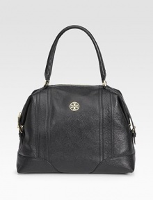 Glossy small-grain leather in a structured dome bag with tonal stitching.Double top handles, 8 dropTop zip closureProtective metal feetOne inside zip pocketTwo inside open pocketsInside mirrorCotton lining14½W X 13½H X 7DImported Glossy small-grain leather in a structured dome bag with tonal stitching.Double top handles, 8 dropTop zip closureProtective metal feetOne inside zip pocketTwo inside open pocketsInside mirrorCotton lining14½W X 13½H X 7DImported