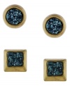 Shape up. Tiny green drusy chips adorn this playful stud earrings set from BCBGeneration. Set in gold tone mixed metal. Approximate diameter (square and circle studs): 3/4 inch.