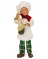 Create a stir in your holiday kitchen with a chef carrying a chocolate-dipped spoon. Plaid pants and a red scarf contrast the crisp chef's whites on this handcrafted figurine from Byers' Choice.