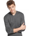 The current climate calls for the most luxe layer -- do it up in a sharp V-neck from Calvin Klein.