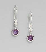 From the Silver Rain Collection. A pretty design with a faceted dark amethyst accented with sparking diamonds. Diamonds, .07 tcwDark amethystSterling silverDrop, about 1Hook backImported 