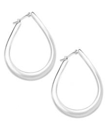 Subtle and stylish. A teardrop silhouette helps these large, flat hoop earrings reach the heights of elegance. Crafted from sterling silver. Approximate drop: 1-1/2 inches. Approximate diameter: 1 inch. Subtle and stylish. A teardrop silhouette helps these large, flat hoop earrings reach the heights of elegance. Crafted from sterling silver. Approximate drop: 1-1/2 inches. Approximate diameter: 1 inch.
