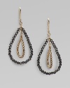 14K gold and oxidized sterling silver beading in a concentric hoop design.14K gold Oxidized sterling silver Length, about 1½ French earwires Made in USA 