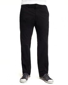 Flat front, straight leg pants in a soft stretch twill. Front side pockets and back welt pockets. Zip fly, tab closure. Flat front, straight leg pants in a soft stretch twill. Front side pockets and back welt pockets. Zip fly, tab closure.