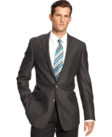 Upgrade your work-week statement with a subtle checkered pattern on this handsome Kenneth Cole Reaction jacket. Upgrade your work-week statement with a subtle checkered pattern on this handsome Kenneth Cole Reaction jacket.