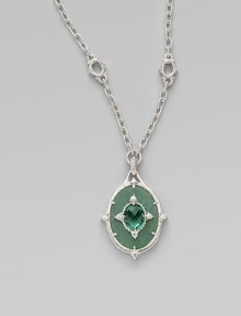 Richly textured sterling silver, punctuated by white sapphires, wraps around stones of mint green quartz and green aventurine.White sapphire, mint green quartz & green aventurine Sterling silver Pendant length, about 1 Chain length, about 17 Imported Richly textured sterling silver, punctuated by white sapphires, wraps around stones of mint green quartz and green aventurine.White sapphire, mint green quartz & green aventurine Sterling silver Pendant length, about 1 Chain length, about 17 Imported
