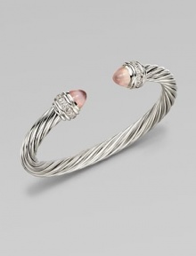 From the Classic Cable Collection. A feminine take on an iconic design with rose quartz and brilliant diamonds. Rose quartzDiamonds, .48 tcwSterling silverDiameter, about 2.5Slip-on styleImported From the Classic Cable Collection. A feminine take on an iconic design with rose quartz and brilliant diamonds. Rose quartzDiamonds, .48 tcwSterling silverDiameter, about 2.5Slip-on styleImported