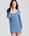 Sleep in style. A three-quarter sleeve tunic nighty in a striped print.