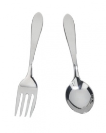 Tiny fingers, tiny flatware. Teach your toddler to eat like he's all grown up with this tarnish-proof, silver-plated baby fork and spoon from Reed & Barton. Tiny fingers, tiny flatware. Teach your toddler to eat like he's all grown up with this tarnish-proof, silver-plated baby fork and spoon from Reed & Barton.