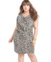 Wild nights start with Soprano's short sleeve plus size dress, accented by an animal print!