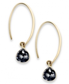 Eclectic elegance. These hook earrings dazzle with round-cut black diamonds (2 ct. t.w.) in a teardrop silhouette at the end for a look that's truly stunning. Approximate drop: 1 inch. Eclectic elegance. These hook earrings dazzle with round-cut black diamonds (2 ct. t.w.) in a teardrop silhouette at the end for a look that's truly stunning. Approximate drop: 1 inch.