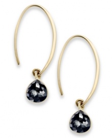 Eclectic elegance. These hook earrings dazzle with round-cut black diamonds (2 ct. t.w.) in a teardrop silhouette at the end for a look that's truly stunning. Approximate drop: 1 inch.