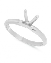 Start off your one-of-a-kind engagement ring by selecting your favorite ring setting. This stunning solitaire ring setting features a classic 4-prong design in 14k white gold. Band width: 2-1/2 mm. Available in whole sizes 6-9. Start off your one-of-a-kind engagement ring by selecting your favorite ring setting. This stunning solitaire ring setting features a classic 4-prong design in 14k white gold. Band width: 2-1/2 mm. Available in whole sizes 6-9.
