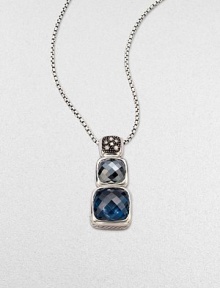 From the Chiclet Collection. A graduated design with faceted hemetite and Hampton blue topaz, accented in sparkling diamonds in blackened sterling silver. Hematite and Hampton blue topazDiamonds, .12 tcwBlackened sterling silverLength, about 17 to 18 adjustableLobster closureImported From the Chiclet Collection. A graduated design with faceted hemetite and Hampton blue topaz, accented in sparkling diamonds in blackened sterling silver. Hematite and Hampton blue topazDiamonds, .12 tcwBlackened sterling silverLength, about 17 to 18 adjustableLobster closureImported