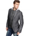 Layer it up without looking like you bulked up. This blazer from American Rag has a detachable hood for customized cool.