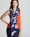 Accent your wardrobe with this modern work of art, an abstract print scarf designed by kate spade new york in bold blue and gray graphics.