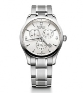 Inspired by classic military timepieces, this round stainless steel watch is a commanding choice. Features like analog quartz movement and a date feature ensure this piece is as smart as it is sleek.