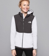 Lightweight yet cozy, the Denali jacket can be zipped into other North Face outerwear or can be worn on its own. An attached, fleece-lined hood offers extra warmth.