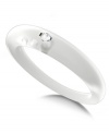 Stackable style with a hint of sparkle! DUEPUNTI's unique ring is crafted from sky clear-colored silicone with a round-cut diamond accent. Set in sterling silver. Ring Size Small (4-6), Medium (6-1/2-8) and Large (8-1/2-10)