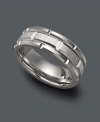 Refine your style with chic design and symbolism. Triton's wedding band for men features a white tungsten carbide band (8 mm) decorated by a carved matrix pattern. Size 10.