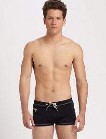 Summertime swimwear for the bold and daring, set in slim-fitting, quick-drying nylon.Drawstring-tie waistInseam, about 280% nylon/20% elastaneMachine washImported Summertime swimwear for the bold and daring, set in slim-fitting, quick-drying nylon.Drawstring-tie waistInseam, about 280% nylon/20% elastaneMachine washImported