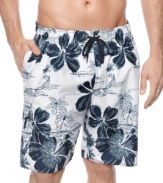 Expand your sun style with these laid-back printed swim trunks from Newport Blue.