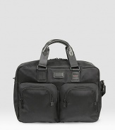 A must-have tote finds versatility as a business case or everyday carry-all in soft, high-performance ballistic nylon. A roomy interior is detailed with leather accents and organizer pockets inside and out. Leather top handles Adjustable, detachable shoulder strap Zip closure Front, back, side zip pockets Interior zip, slip pockets 16W X 11½H X 6½D Imported
