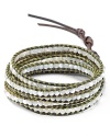 Chan Luu wraps up boho luxe style with this five-strand leather bracelet, accented by a free spirited mix of semi precious Mother-of-Pearl stones.