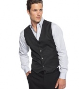 Set the style standards high with this pinstriped vest from Calvin Klein.