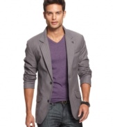 This striped blazer from Marc Ecko Cut & sew is an easy way to elevate your style.