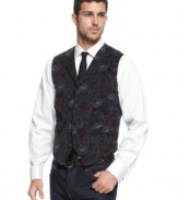 Promote polished prints with this paisley vest from Tallia Orange.