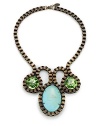 THE LOOKTribal Chic Collection Structured box chain designLarge turquoise and crystal detailsBronze-plated setting Lobster clasp THE MEASUREMENTLength, about 17Drop length, about 4½ORIGINMade in Lebanon